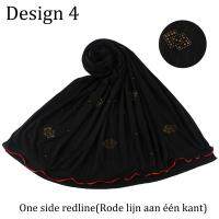 Roma lined D4 Double diamond shape with one side red line jersey scarf for muslim Islam women Femme musulan