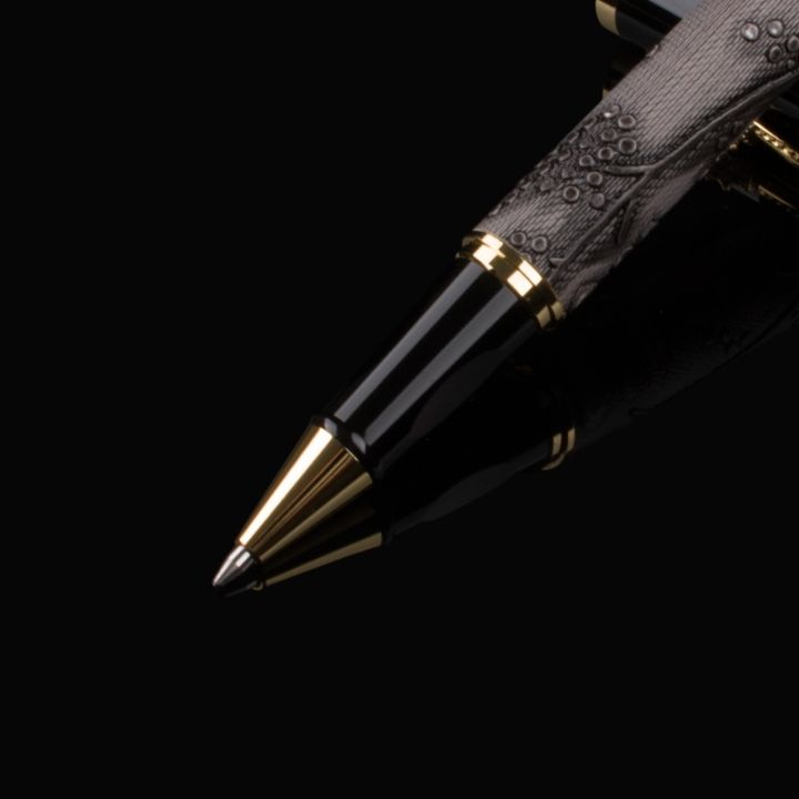 luxury-gift-pen-set-dika-wen-high-quality-dragon-leather-rollerball-pen-with-original-case-metal-ballpoint-pens-gift-pens