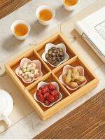 Furnace Jiugong grid refreshment plate portable bamboo fruit multi-grid snack small platter household Japanese-style dried box