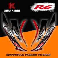 ย่อย☃ฟิล์มตกแต่งสติกเกอร์ติดมอเตอร์ไซค์กันน้ำลาย Fairingdecal สำหรับ Yamaha YZF R6 2008-2015 Yzfr6