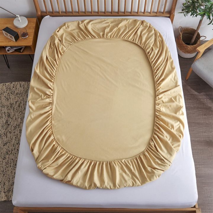 แผ่นเตียงแบบพอดีผ้าฝ้ายสีทึบผ้าปูที่นอนแบบปรับได้กันลื่นสำหรับเตียงเดี่ยวขนาดควีนไซส์100