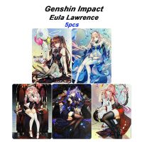 Luxury Series 5Pcs/Set Genshin Impact Anime Collection Card Board Game Card DIY Eula Lawrence Bronzing Flash Card Christmas Gift