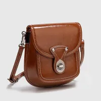 UR bag new niche retro saddle bag high-end design mobile phone bag female coffee color mini crossbody bag 【JYUE】