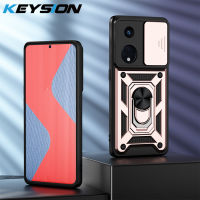 เคสกันกระแทก KEYSION สำหรับ OPPO Reno 8 T 5G ป้องกันเลนส์กล้องดึงสไลด์ขาตั้งโทรศัพท์โทรศัพท์กลับเคสสำหรับ OPPO OPPO Reno 8 T