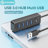 PHIXERO USB 3.0 HUB 4 Ports Type C 5Gbps High Speed Multi Splitter Ultra-Slim OTG Adapter For PC Computer Macbook Air Pro Laptop