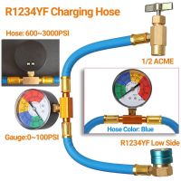 {RUIO}Recharge Hose ทนทานต่อแรงดันสูงพร้อมเกจ R1234YF สายชาร์จเครื่องปรับอากาศอัตโนมัติสำหรับรถยนต์