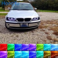 ไฟหน้าอุปกรณ์เสริมสำหรับ E46 Bmw 1998-2005ไฟ Led Rgb หลายสีตานางฟ้าแหวนเฮโลตา Drl Rf รีโมทคอนโทรล