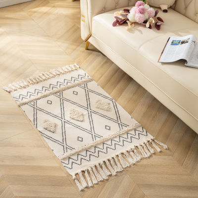 Japanese Carpets for Bed Room Non-slip Antifouling Floor Mat Tassel Woven Carpet For Living Room Bedroom Parlor Door Decor