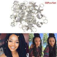 50ชิ้น/เซ็ตจี้ปลาดาว Dreadlock ผมถักเปียหมุดแหวนคลิป DIY เครื่องประดับข้อมือ