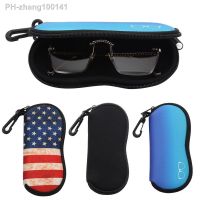 Portable Sunglasses Case with Carabiner Hook Ultra-Light Soft Neoprene Zipper Glasses Case Safety Zipper Eyeglasses Pouch