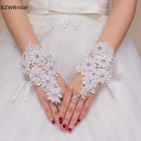 ✘♘⊙ New Arrival White Pearls Bride Wedding gloves Cheap Wedding accessories Fingerless Lace Bridal gloves women