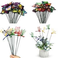 10/15pcs Simulation Butterfly Dragonfly Garden Yard Planter Colorful Artificial Butterfly Stakes Pots Decoration Outdoor Decor Artificial Flowers  Pla