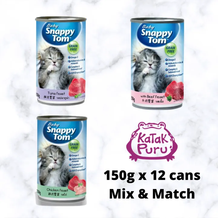 [Mix & Match 12 Cans] Baby Snappy Tom Cat Wet Food 150g Cat Can Food