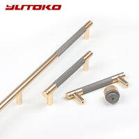 YUTOKO ทองเหลืองเฟอร์นิเจอร์จับที่ทันสมัย Knurling สีเทาทองดึงตู้เสื้อผ้าโต๊ะเครื่องแป้งตู้คณะรัฐมนตรีลิ้นชักกล่องรองเท้าลูกบิด