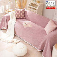 COZY นุ่มมาก Chenille ผ้า กันแมวข่วน สีชมพู ผ้าคลุมโซฟา 2/3 ที่นั่ง มัลติฟังก์ชั่น ผ้าห่ม 180X300ซม.