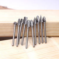 New 10pc 18" Shank Tungsten Carbide Milling Cutter Rotary Tool Burr Double Diamond Cut Rotary Dremel Tools Electric Grinding