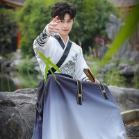 Hanfu เสื้อผ้าผู้ชายเครื่องแต่งกายโบราณหล่อสไตล์จีนชุดเต้นรำ Hanfu