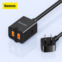 Baseus ปลั๊กไฟเดินทางขนาดมินิ1500วัตต์แหล่งจ่ายไฟปลั๊กต่อสายไฟต่อ1เมตรสำหรับทีวีพัดลมชาร์จได้โน้ตบุ๊คโทรศัพท์มือถือ