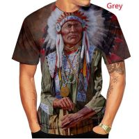 Mens Sketch Indian Chief Black O-Neck Tee Shirt American Native Tribal Spirit T-shirt