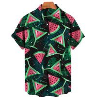 Unisex Hawaiian Shirts Fruit 3d Pineapple Watermelon 2022 Fun Summer Mens Shirts Short Sleeves Tops Casual Fashion Loose Shirts