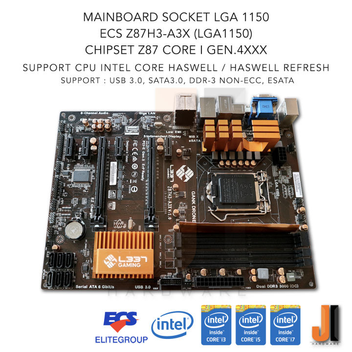 mainboard-ecs-z87h3-a3x-lga1155-support-intel-core-i-gen-4xxx-and-gen-4-refresh-สินค้ามือสองสภาพดีมีฝาหลัง