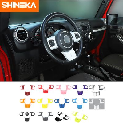 SHINEKA Interior Mouldings For Jeep Grand Cherokee 2011 2012 2013 Car Steering Wheel Decoration Cover Trim Stickers Accessories