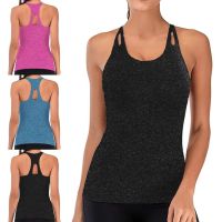 COD SDFSDTFGER Womens New Summer Vest Sexy Slim Hollow Sports Yoga Clothes Sleeveless Quick-drying Top Sportswear Casual T-shirt