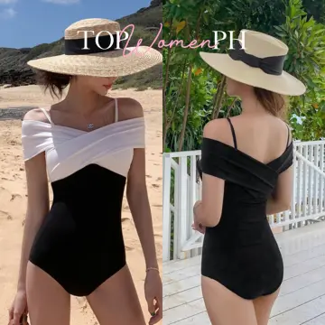 STRAW Blouse One-Piece Swimsuit Women's Small Chest Gathered