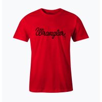 Printed New 2023 Wrangler Logo Short Sleeve Round Neck Combed Cotton 30s Tshirt for Men fashion T-shirt