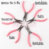 Mukie shop DIY ชุดเครื่องมือ DIY ชุด อุปกรณ์ คีม 5ชิ้น คีมหยอดเคลือบน้ำมันกันสนิม