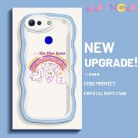 Jjlingji เคส V20เคสสำหรับ Honor V30โปร์การ์ตูนน่ารักหมีดีไซน์ใหม่สีครีมขอบคลื่นปลอกโปร่งใสลายกล้องถ่ายรูปเคสมือถือกันกระแทกแบบใสนิ่มเรียบง่ายอ่อนโยนฝาครอบป้องกัน