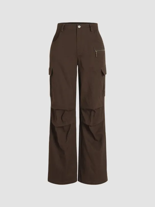Cider Solid Middle Waist Cargo Pants Lazada PH
