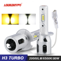 ANMINGPU 2ชิ้น20000LM 100วัตต์ H3ไฟหน้ารถมอเตอร์ไซค์แบบ LED H1ไฟตัดหมอก3860ชุดแผงวงจรหลอดไฟขนาดเล็กขนาด1:1พัดลมไฟสูงหลอดไฟ LED ระบายความร้อน