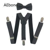 AEbone Fashion Elastic Suspender Kids Brace And Bow Tie Set Black Dot Suspenders For Boy Navy Strap Bretels Sus07 Boys Clothing