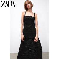 2022Zara ใหม่ชุดฤดูร้อนใหม่สีดำโครเชต์ถักยาวฝรั่งเศสอารมณ์ชุด3991040 800