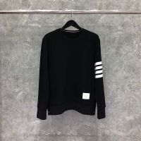 TB THOM Mens Sweatshirt Spring Winter Hoodies Fashion nd Coats Cotton 4-Bar Stripe Jersey Pullovers Black TB Sweatshirts