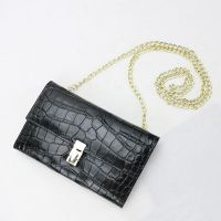 New fashion personalized crocodile cow leather chain purse long wallet women small crossbody chain clutch bag ladies