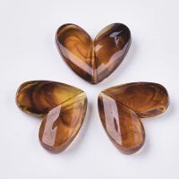 10pc  Transparent Acrylic Beads Imitation Gemstone Heart Saddle Brown 27.5x33x8.5mm Hole: 3mm