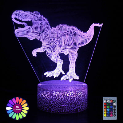 Acrylic Table Lamp 3D Illusion Dinosaur T-Rex Night Lamp Touch Remote USB LED Lights For Home Room Decor Night Light Kids Gift
