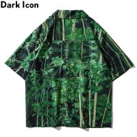 Dark Icon Green Jungle Polo Shirt Men Vintage Collar Street Mens Hawaiian Shirts Male Top