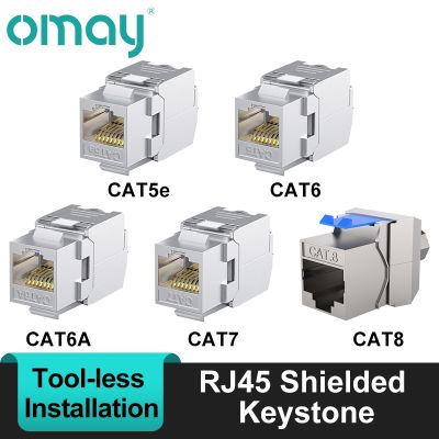 【 Hot 】 RJ45 CAT8เครื่องมือน้อยกว่า STP Shielded Keystone Jack ModuleSelf ล็อค Cat7 CAT6A CAT6 CAT5E สังกะสีอัลลอยด์ Network Coupler Adapter