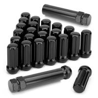 M14X1.5 Wheel Lug Nuts, 24 Pieces 14Mmx1.5 7 Spline Drive Awl Acorn Cone Lug Nuts 2Inch Long Black with 2 Socket Key