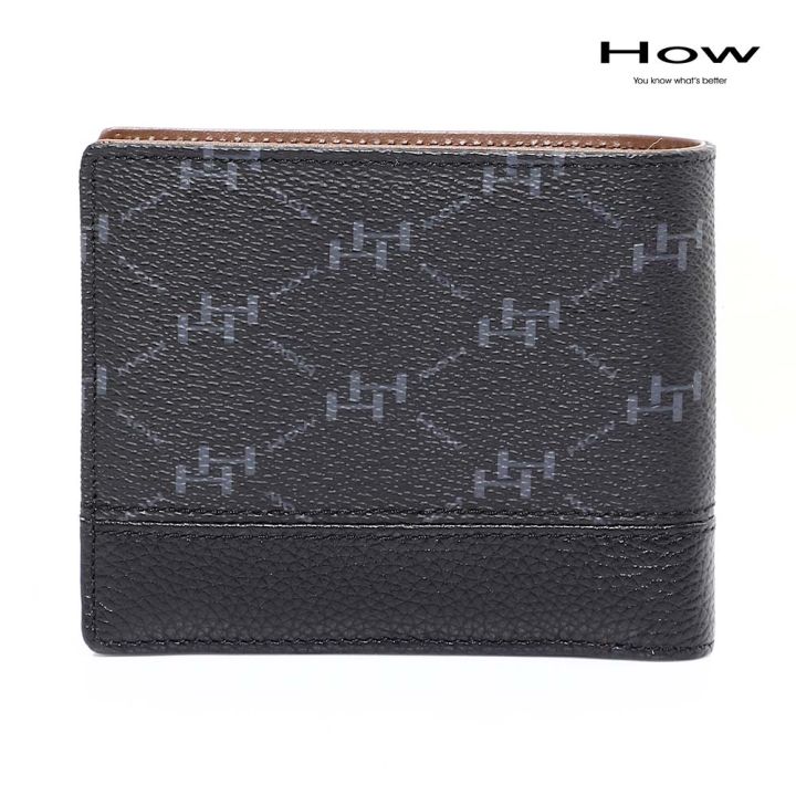 how-กระเป๋าสตางค์พับสั้น-มีช่องใส่เหรียญ-รุ่น-hhw0292-สีดำ