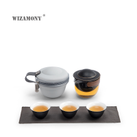 ET Quik Cup Space Planet UFO ceramic travel tea set a pot of three cups household hot-proof portable Kung Fu tea set tea ware