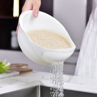 【CW】 1PC Rice Sieve Plastic Colander Drain Basket with Handles Bowl Strainer Sink Tools