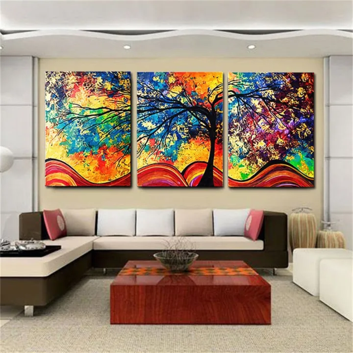3pcs Abstract Colorful Tree Canvas Print Art Painting Picture Home Decor Framed Intl Lazada Ph - Home Decor Framed Pictures