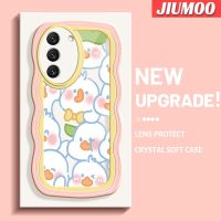 JIUMOO เคสปลอกสำหรับ Samsung S22บวก S22พิเศษ5G ลายการ์ตูนน่ารักรูปเป็ดครีมลายคลื่นขอบดีไซน์ใหม่แฟชั่นเคสโทรศัพท์แบบใสซิลิโคนนิ่มเคสป้องกันเคสโปร่งใสกันกระแทกเลนส์กล้องถ่ายรูปที่สร้างสรรค์