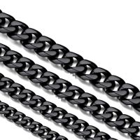 【CW】Stainless Steel Miami Cuban Link Chains Necklaces Black For Men Women Basic Punk Jewelry Choker 3MM 5MM 7MM 13MM Free Shipping