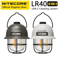 NITECORE ตะเกียงตั้งแคมป์ LR40 2-In-1แบตสำรอง100ลูเมน3แหล่งกำเนิดแสง LED แบบพกพา USB-C ชาร์จได้โคมไฟเต็นท์ตั้งแคมป์