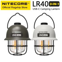 NITECORE ตะเกียงตั้งแคมป์ LR40 2-In-1แบตสำรอง100ลูเมน3แหล่งกำเนิดแสง LED แบบพกพา USB-C โคมไฟเต็นท์ตั้งแคมป์แบบชาร์จไฟได้